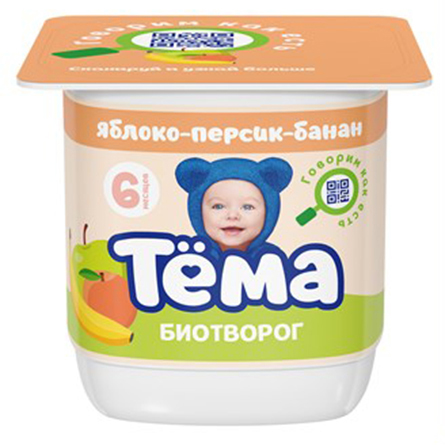 Творог Тёма банан/персик/яблоко с 6 мес 4,2% 100г