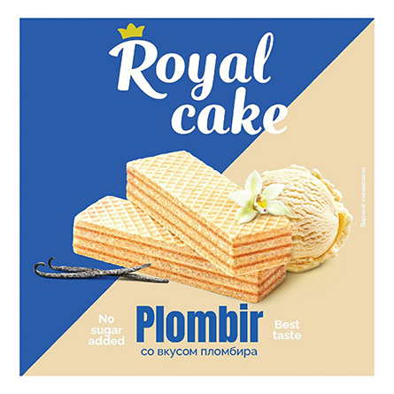 Вафли на сорбите со вкусом пломбира Royal Cake 120г