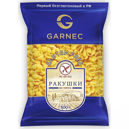 Макароны кукурузные без глютена Ракушки GARNEC 250г