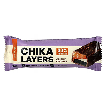 Батончик глазированный Хрустящее печенье с двойным шоколадом Chikalab Chika Layers 60г