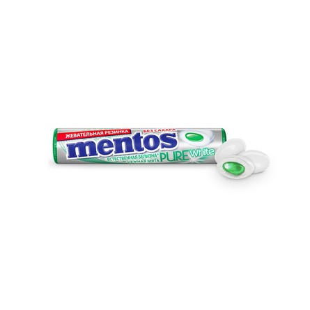 Жевательная резинка Mentos Pure White Нежная мята, 15,5г