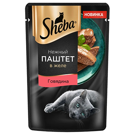 Влажный корм для кошек Sheba Нежный паштет в желе с говядиной 75г