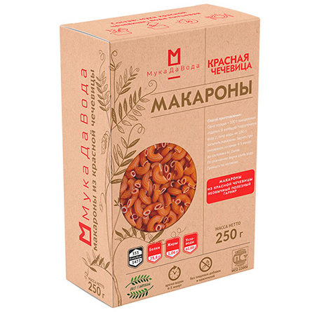 Макароны из красной чечевицы без глютена МукаДаВода 250г