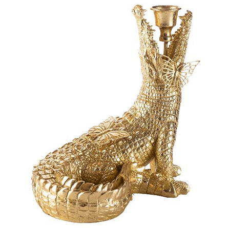Подсвечник на 1 свечу крокодил золотого цвета h23см, 23*20см 14723