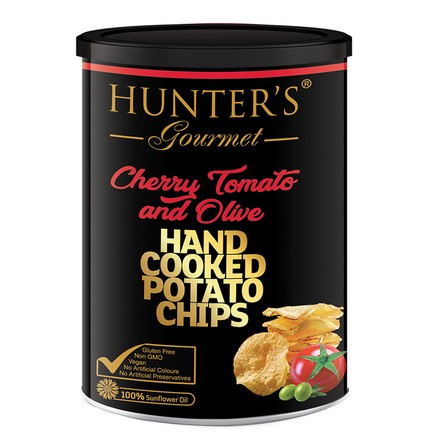 Картофельные чипсы Hunter's Gourmet с томатами Черри и оливой, 150 гр