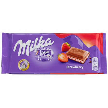 Шоколад Milka молочный клубника-йогурт 100г